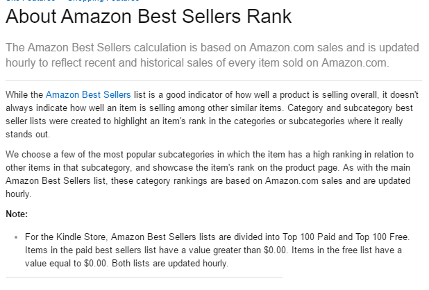 Best sellers rank