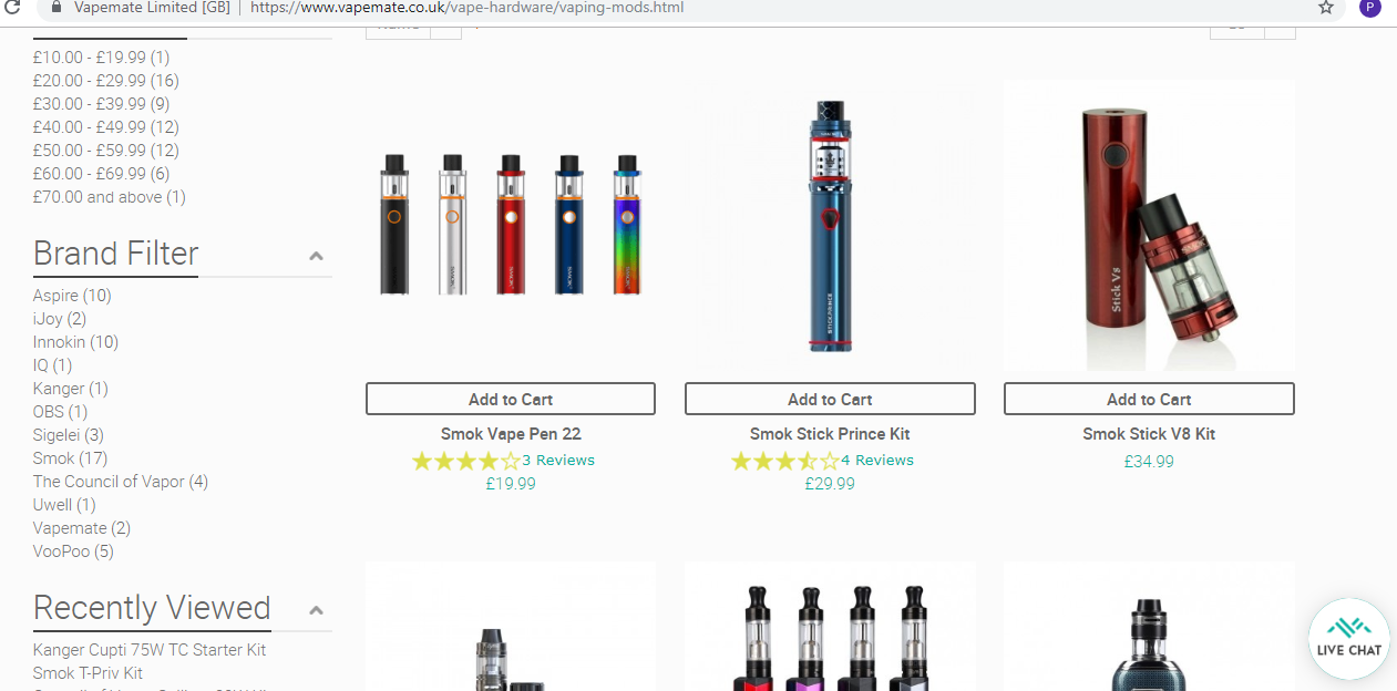 vapemate ecommerce screenshot