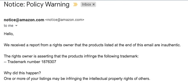 amazon policy warning