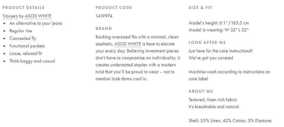 concise product description