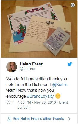 handwritten note in package