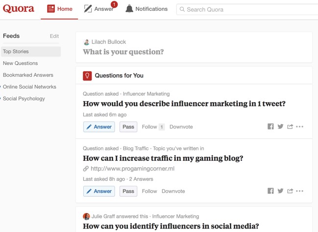 content marketing on quora