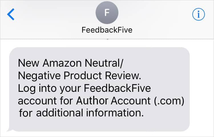 feedbackfive text alert