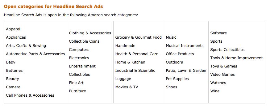 headline search ads list