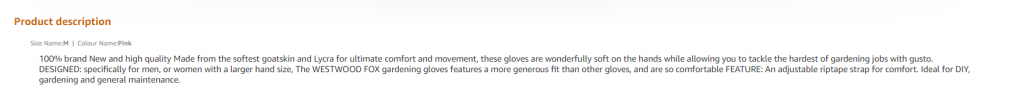 amazon product description uk